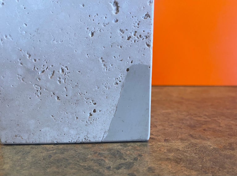 Postmodern Italian Solid Travertine Table Lamp For Sale at 1stDibs