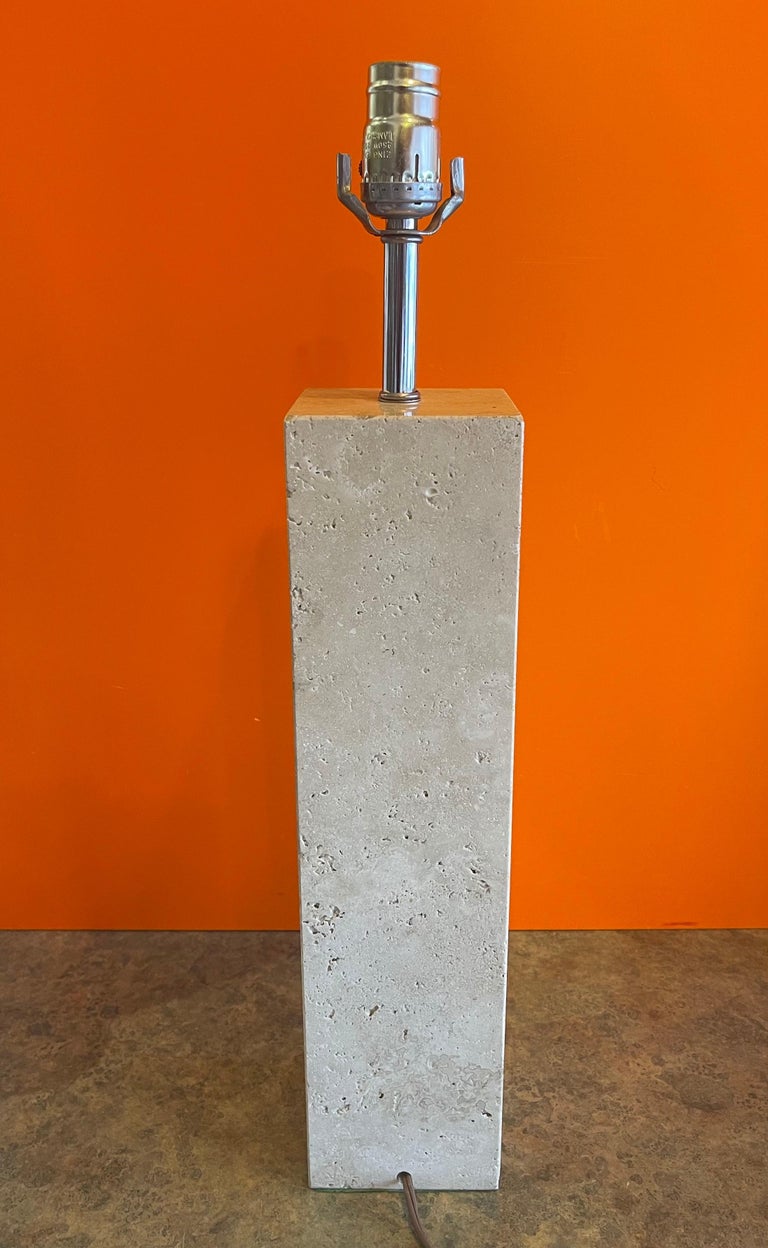 Postmodern Italian Solid Travertine Table Lamp For Sale at 1stDibs