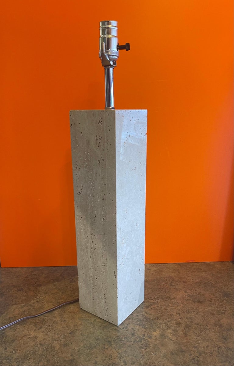 Postmodern Italian Solid Travertine Table Lamp For Sale at 1stDibs