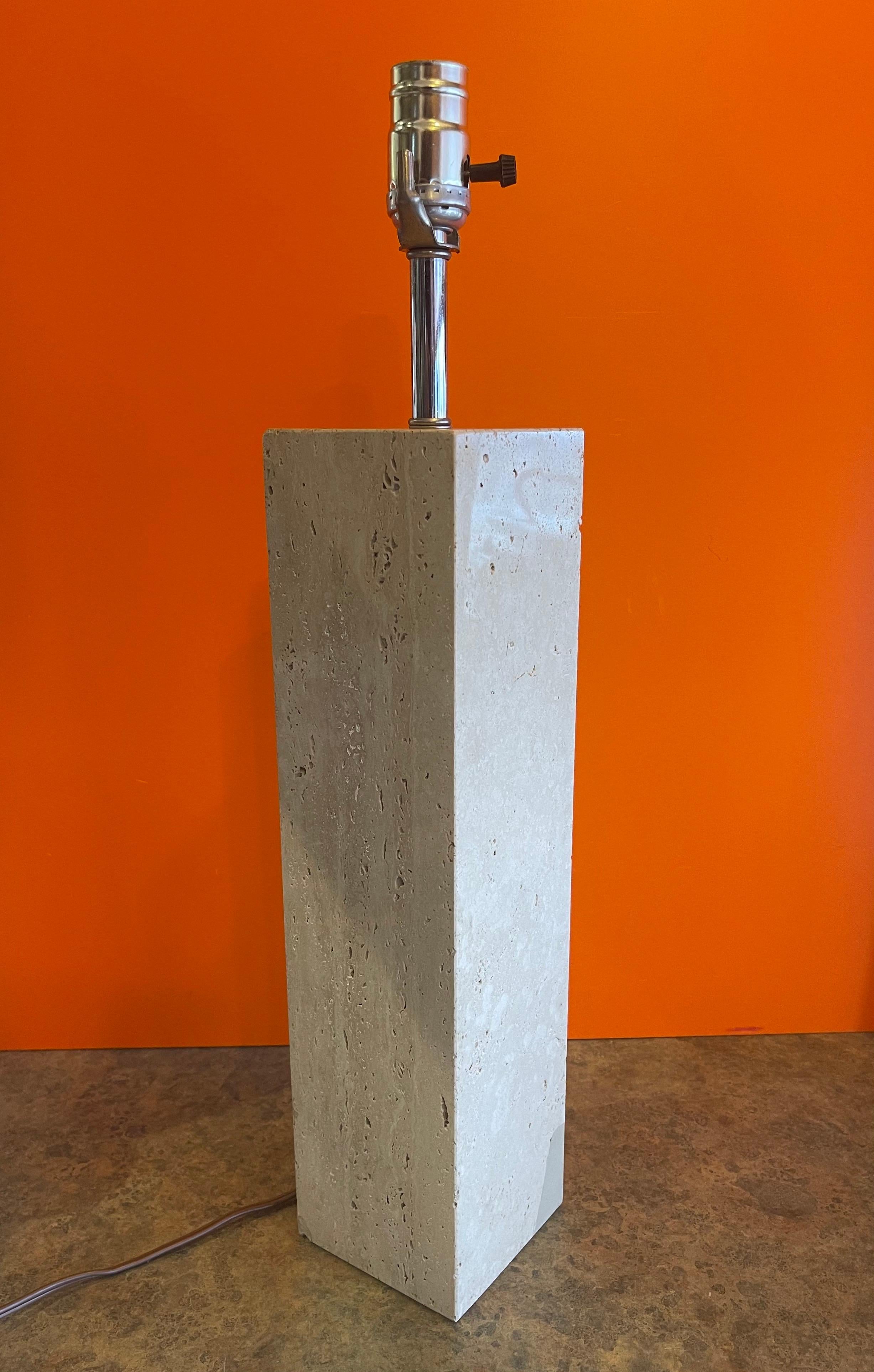 Post-Modern Postmodern Italian Solid Travertine Table Lamp For Sale