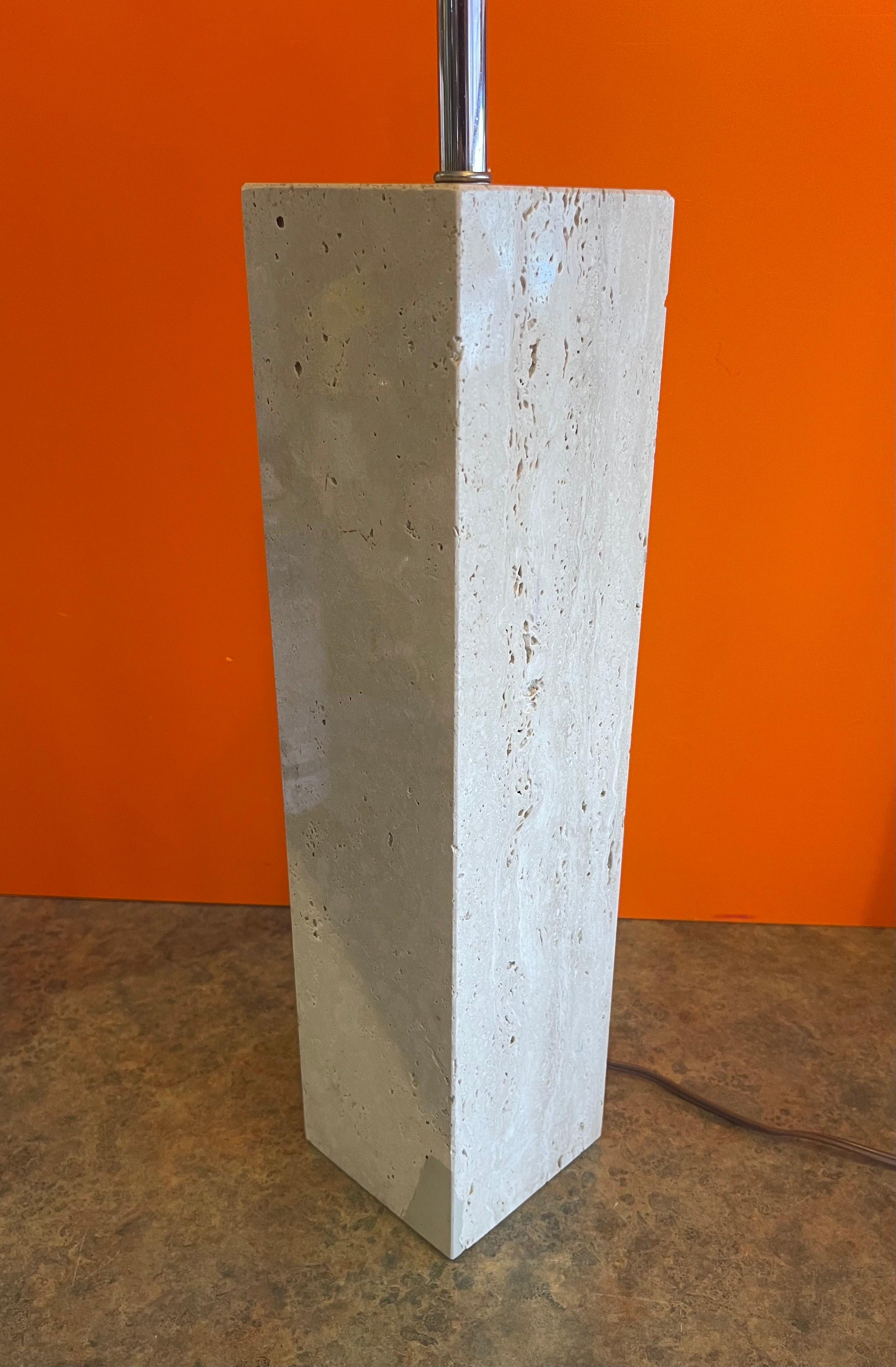 Postmodern Italian Solid Travertine Table Lamp In Good Condition For Sale In San Diego, CA