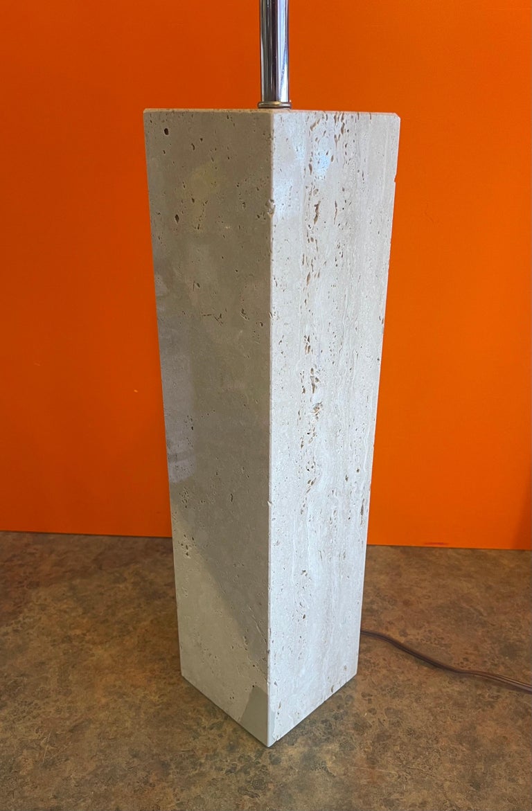 Postmodern Italian Solid Travertine Table Lamp For Sale at 1stDibs