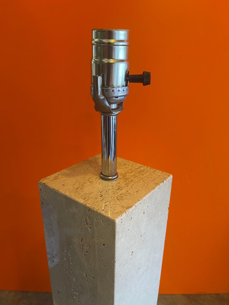 Postmodern Italian Solid Travertine Table Lamp For Sale at 1stDibs