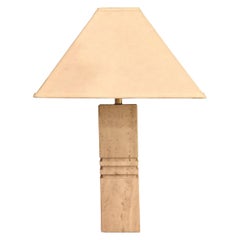 Postmodern Italian Solid Travertine Table Lamp
