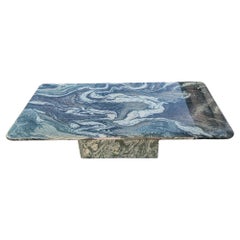 Postmodern Italian-Style Green Marble Plinth Coffee Table