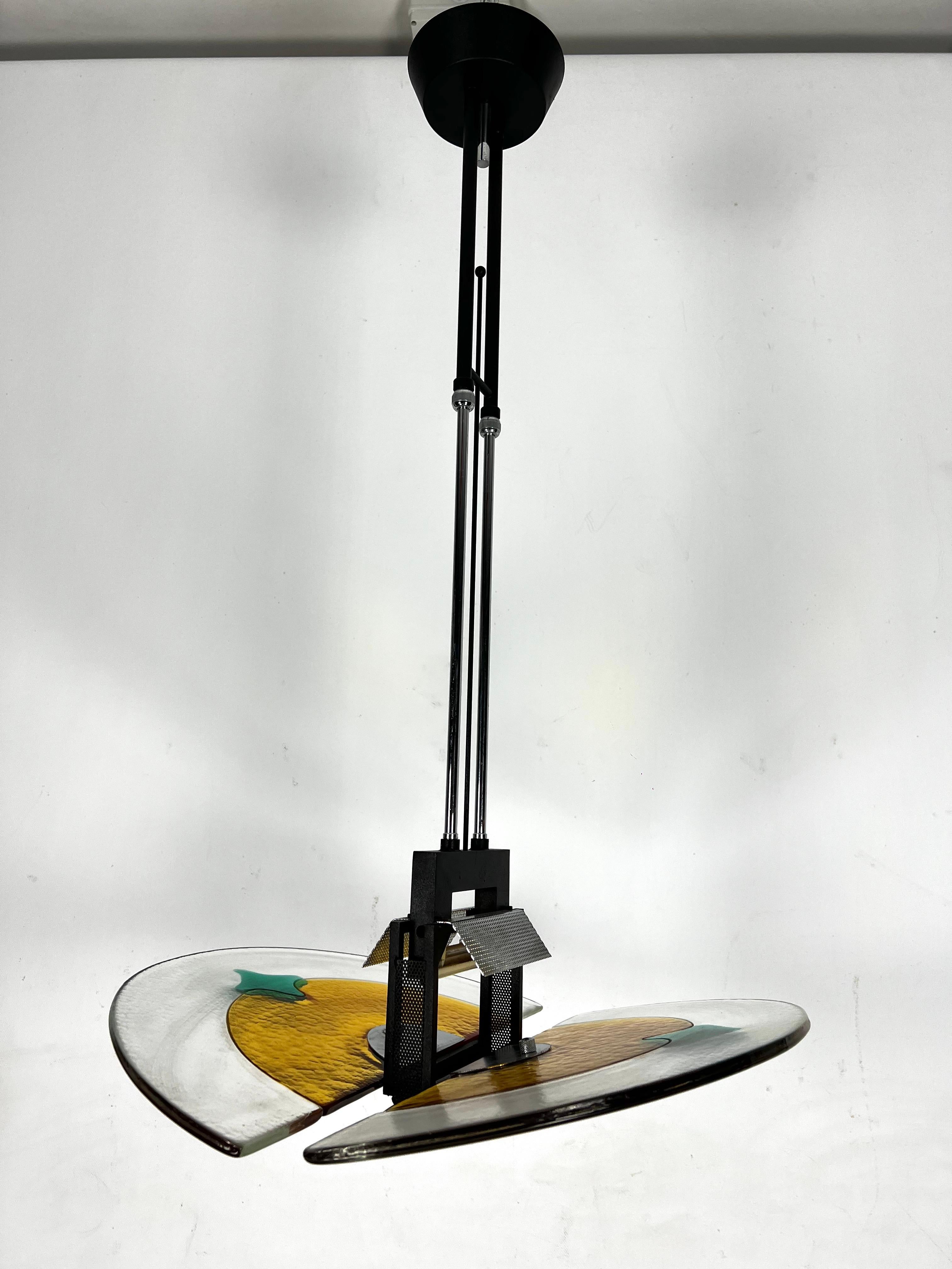 Lámpara italiana postmoderna de cristal de Murano grueso de los años 80 en venta 1