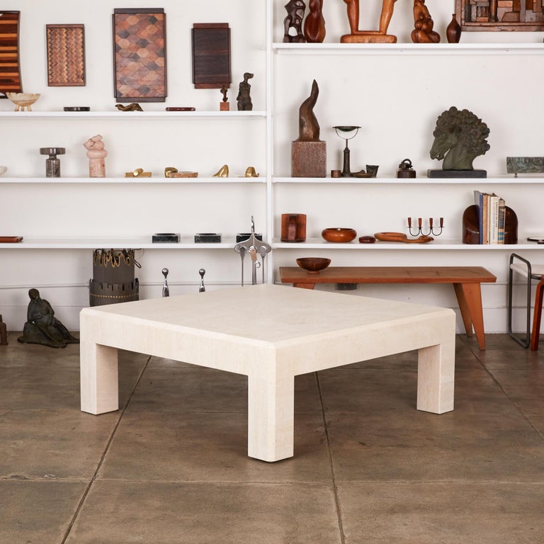 Postmodern Italian Travertine Coffee Table For Sale at 1stDibs