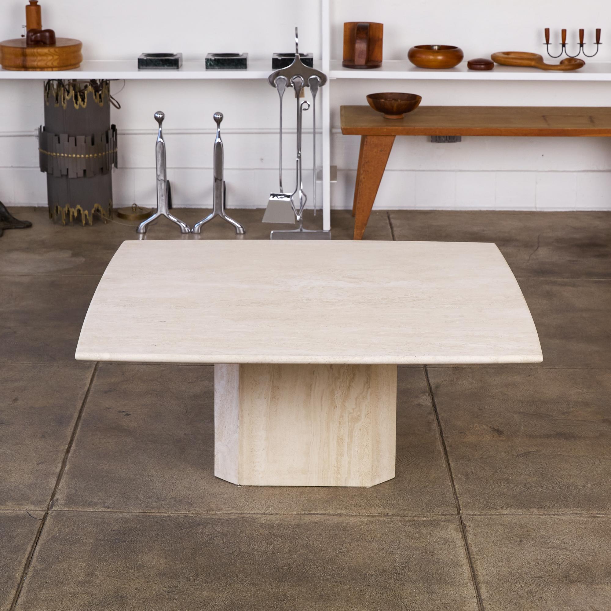 Postmodern Italian Travertine Coffee Table In Excellent Condition In Los Angeles, CA