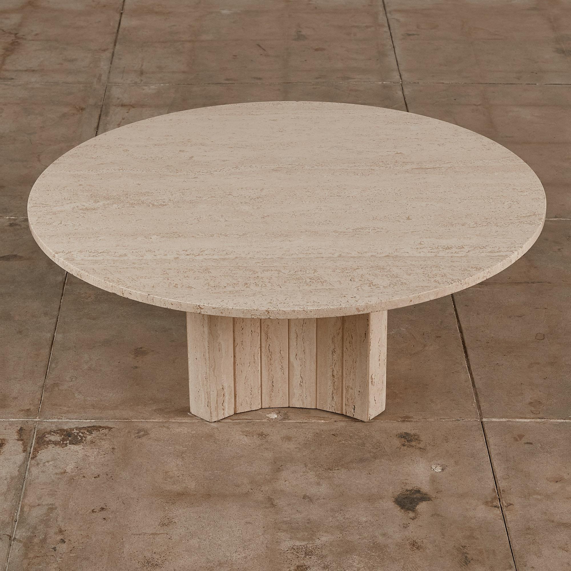 Polished Postmodern Italian Travertine Coffee Table