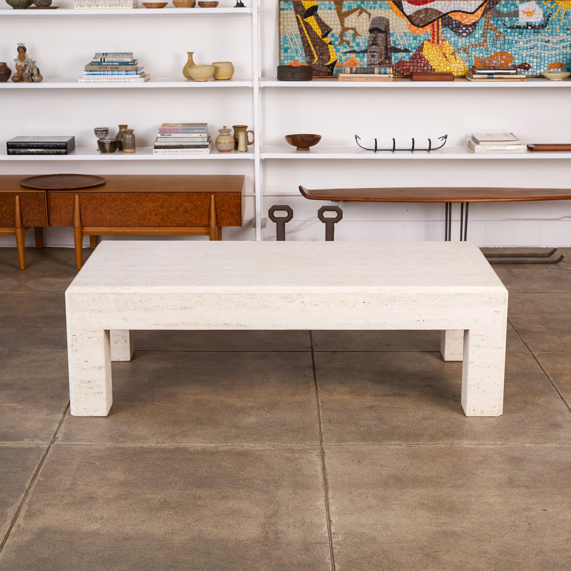 Late 20th Century Postmodern Italian Travertine Coffee Table