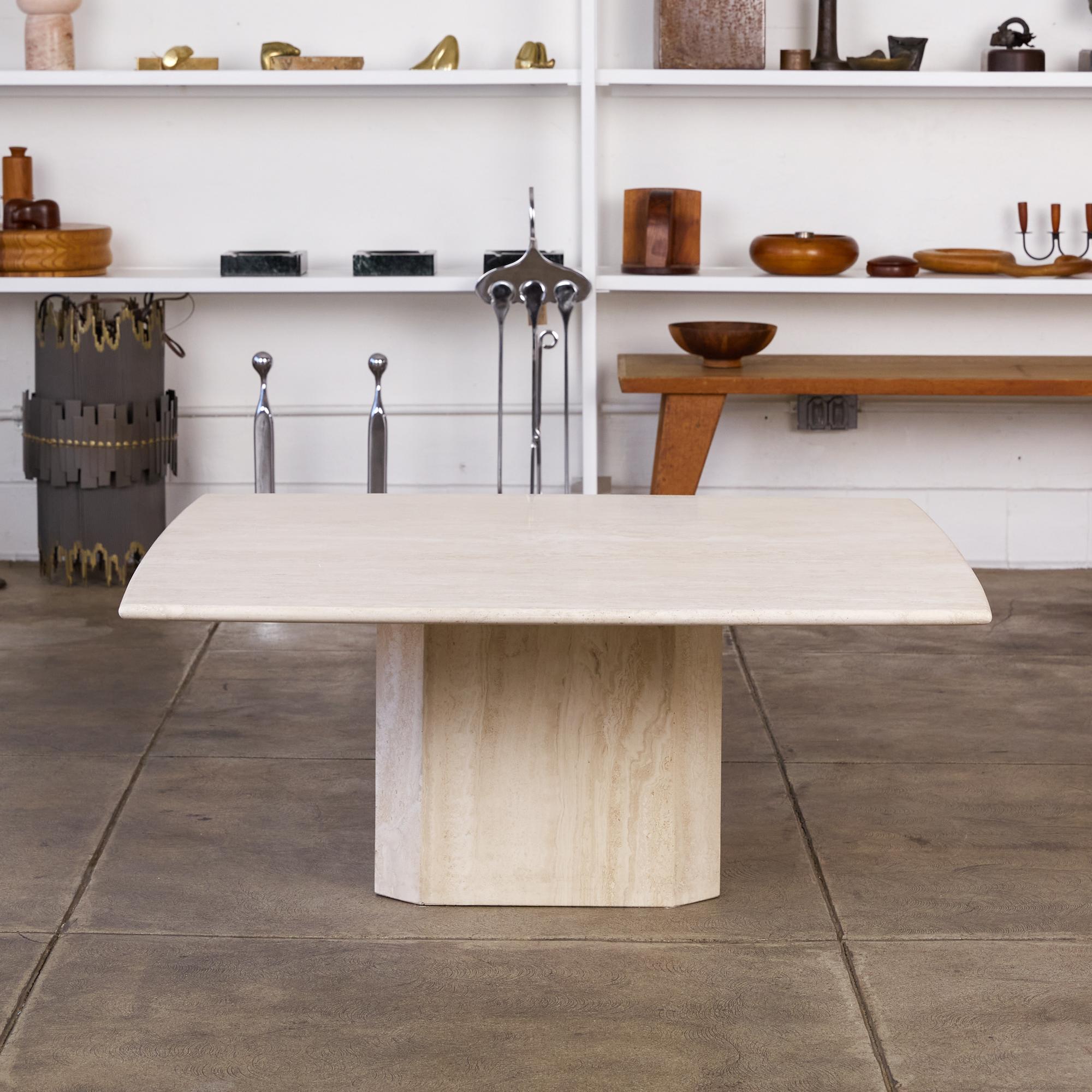 Late 20th Century Postmodern Italian Travertine Coffee Table