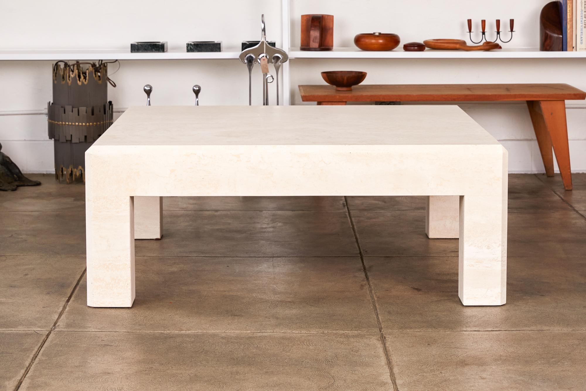 Postmodern Italian Travertine Coffee Table 1