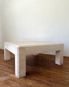 Postmodern Italian Travertine Coffee Table in the Style of Angelo Mangiaro