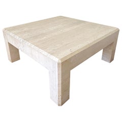 Postmodern Italian Travertine Coffee Table in the Style of Angelo Mangiaro