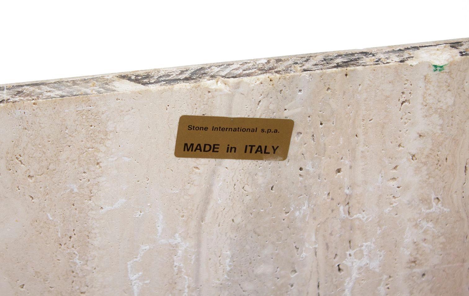 Late 20th Century Postmodern Italian Travertine Console Table by Stone International Spa