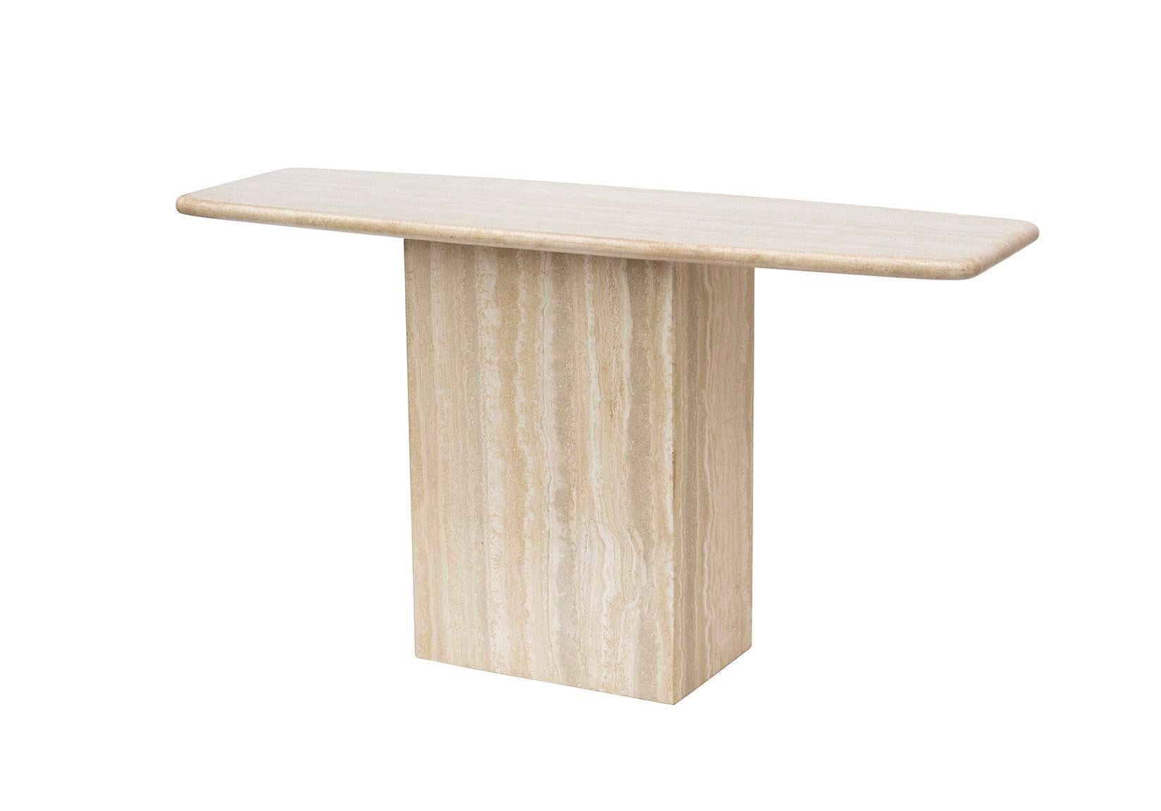 Postmodern Italian Travertine Console Table by Stone International Spa 4