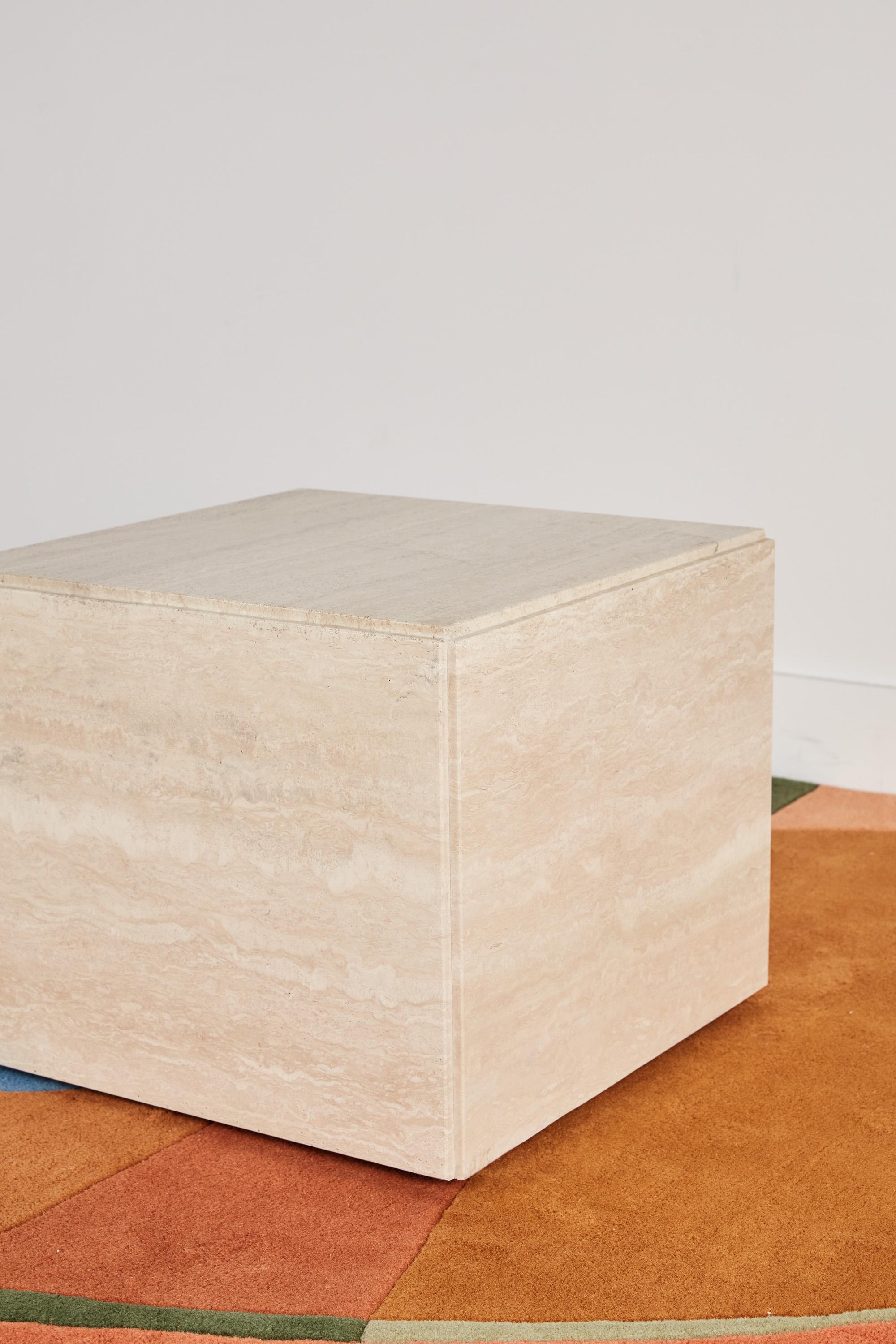Postmodern Italian Travertine Cube Side Table 4