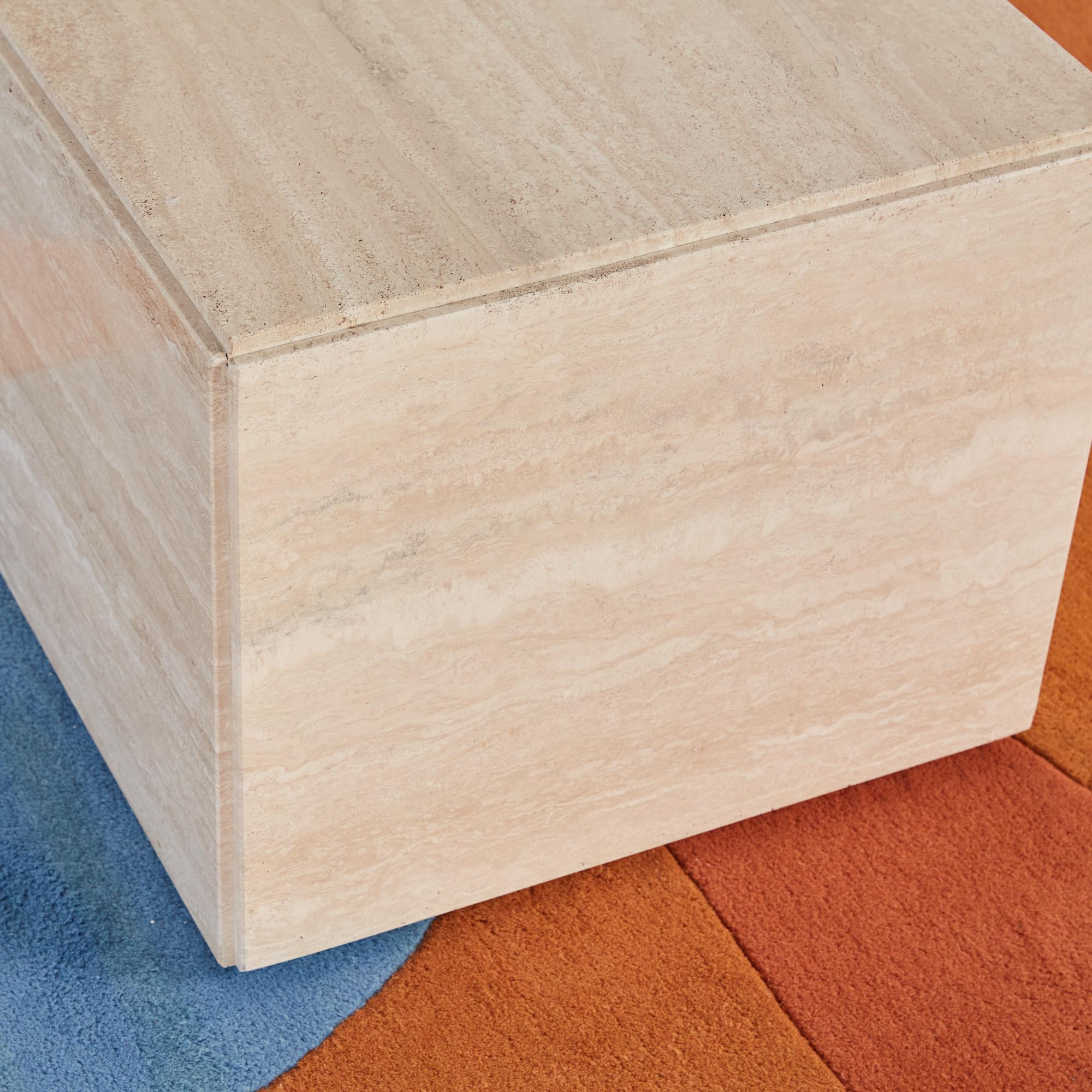 Postmodern Italian Travertine Cube Side Table 2