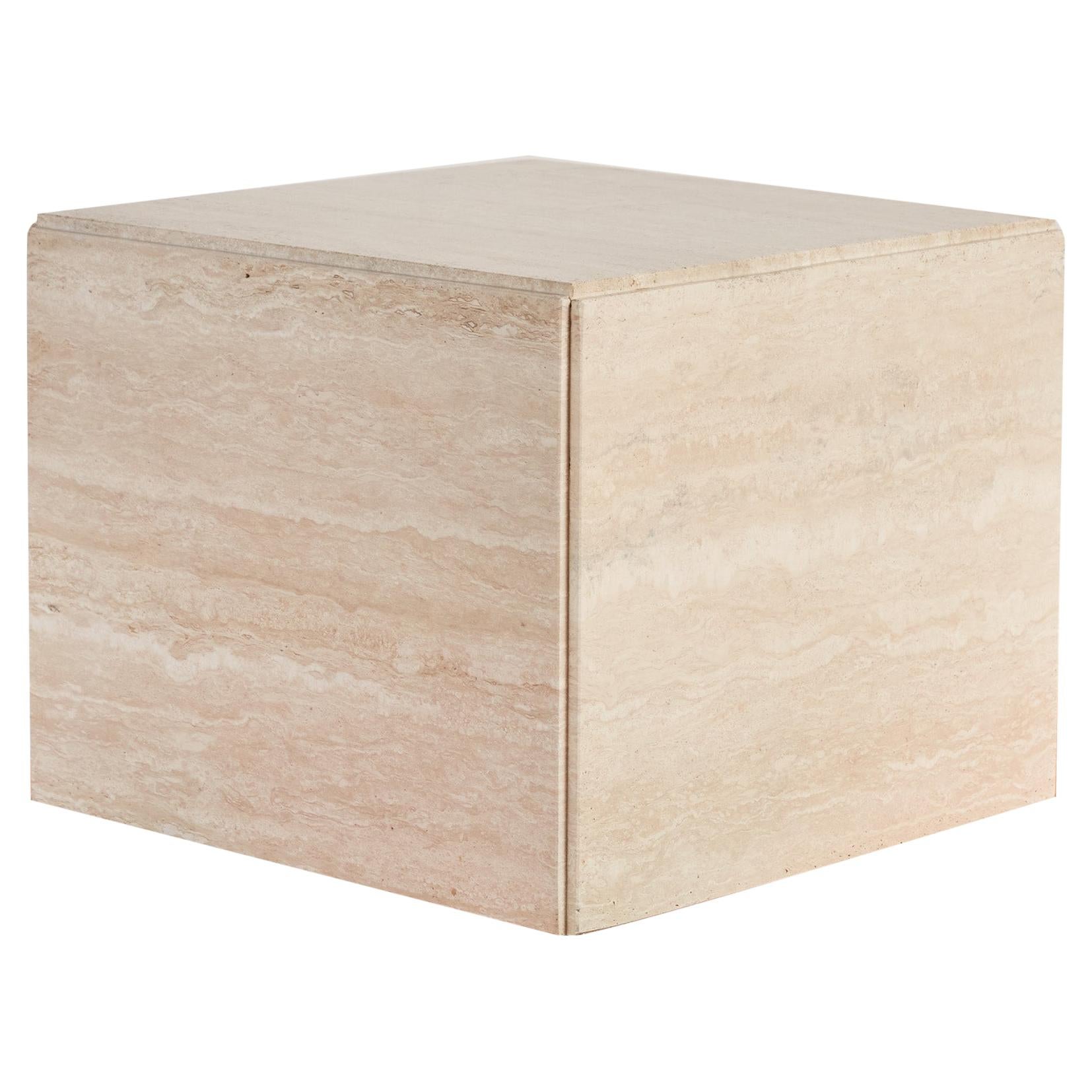 Postmodern Italian Travertine Cube Side Table at 1stDibs