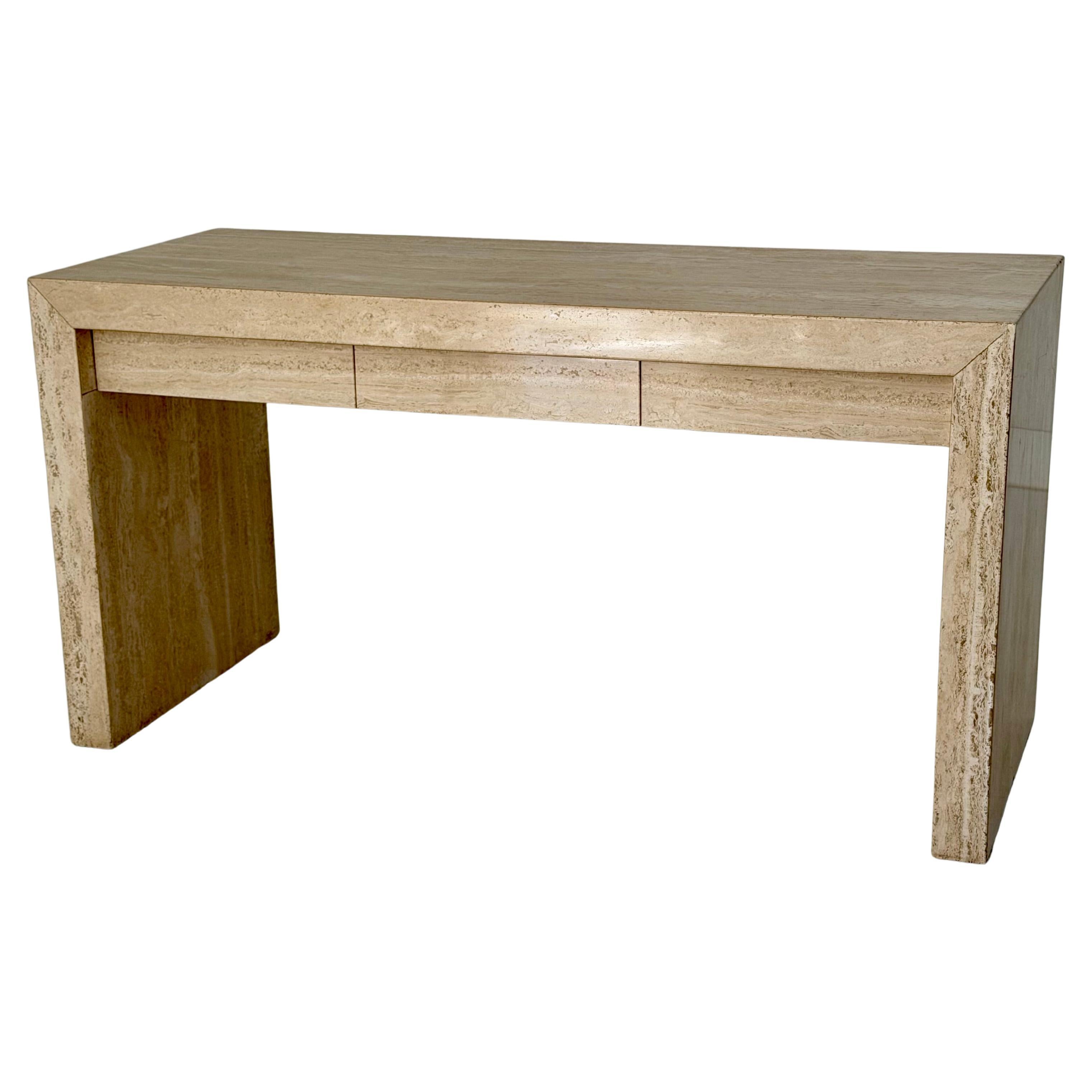 Postmodern Italian Travertine Desk with Three Drawers, 1980s