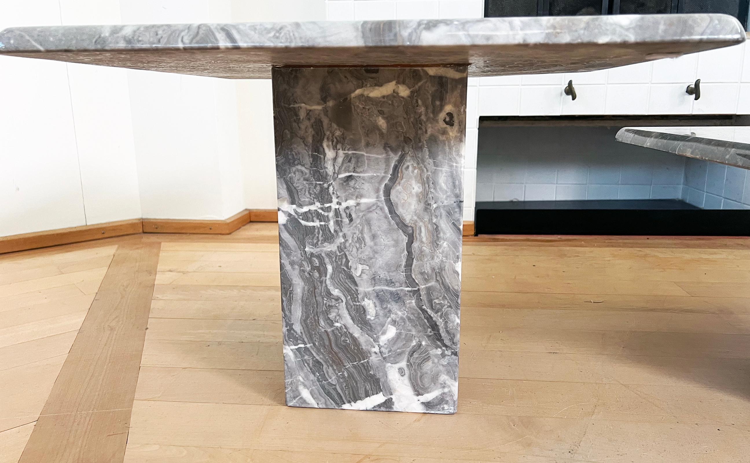 Postmodern Italian Vintage Grey and Cream Marble Nesting Tables-- Set of 3 For Sale 6