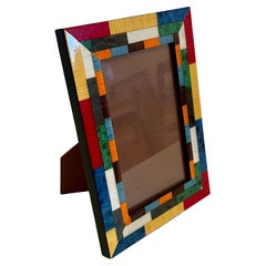 Cadre photo vintage italien postmoderne Marquetri Multicolore Wood by Natalini