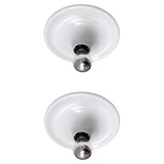 Paire d'affleurants postmodernes italiens blancs par Targetti Sankey, années 1980