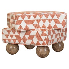 Postmodern Jacquard Velvet Madonna Stool Marble Made in Portugal by Malabar