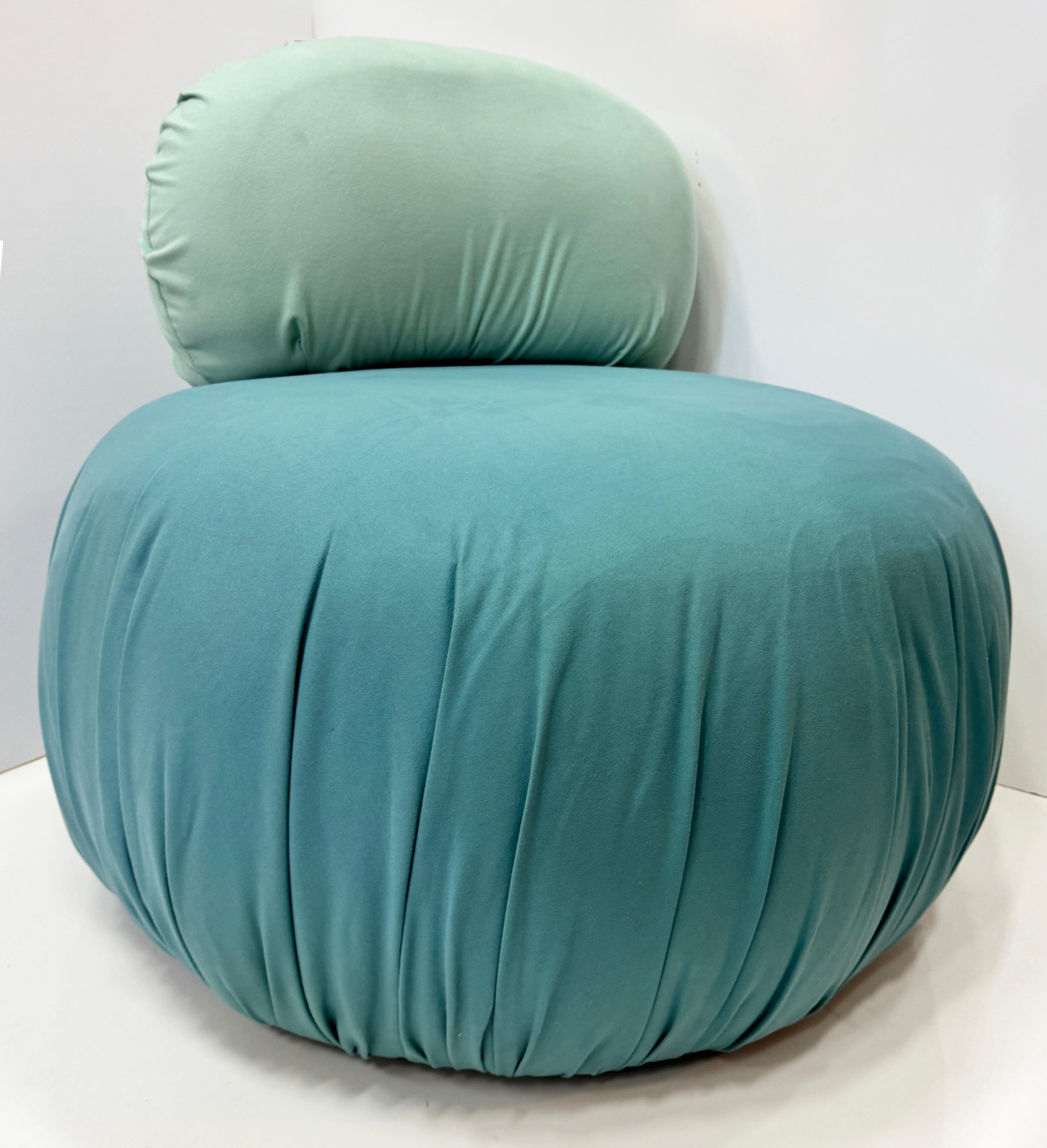 Post-Modern Postmodern Jason Kohairik Bolete II Style Swivel Pouf Chair Reupholstered For Sale