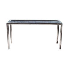 Console postmoderne « Tubo » en chrome et marbre attribuée à John Mascheroni, 1970