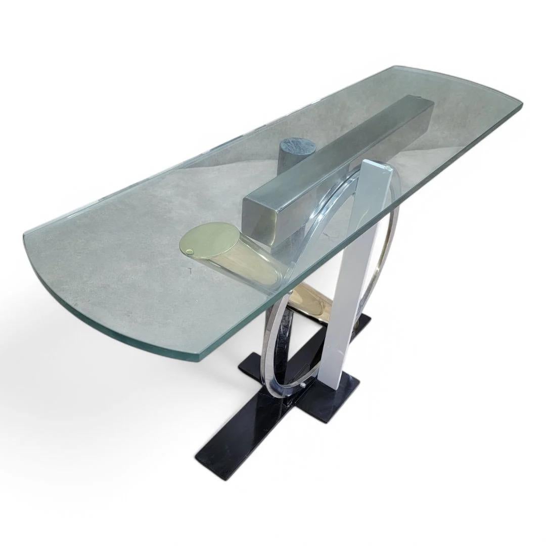 Unknown Postmodern Kaizo Oto For DIA Glass Top Console Table For Sale