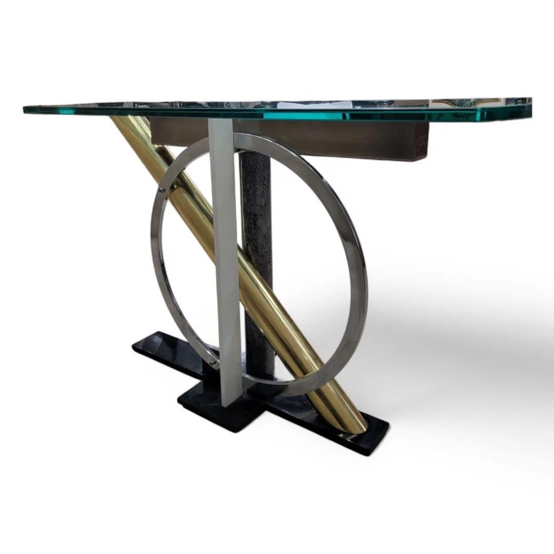 Lacquered Postmodern Kaizo Oto For DIA Glass Top Console Table For Sale