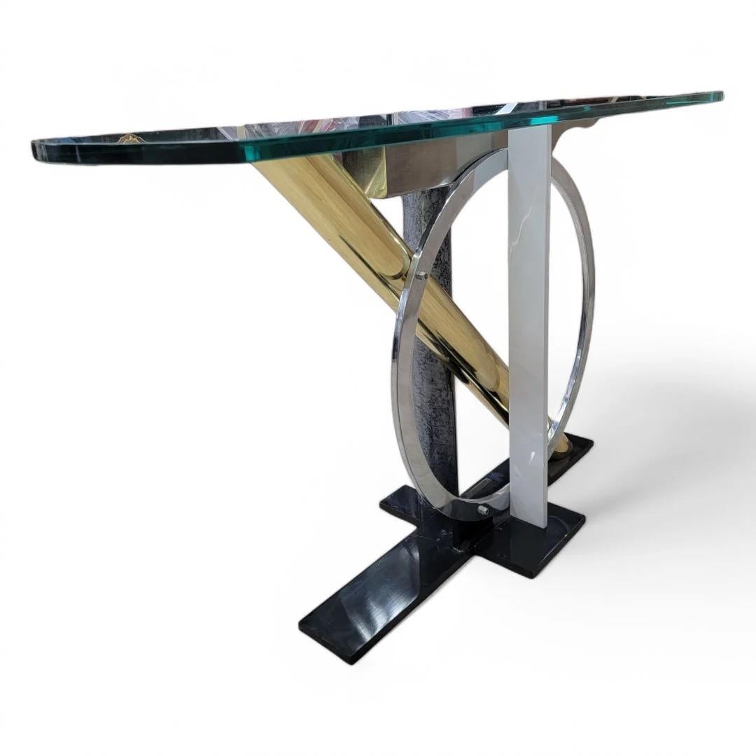 Postmodern Kaizo Oto For DIA Glass Top Console Table In Good Condition For Sale In Chicago, IL