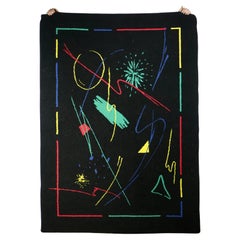 Postmodern Kandinsky style wool rug from the 1980s