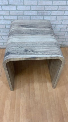 Postmodern Karl Springer Style Faux Wood Waterfall Side Table