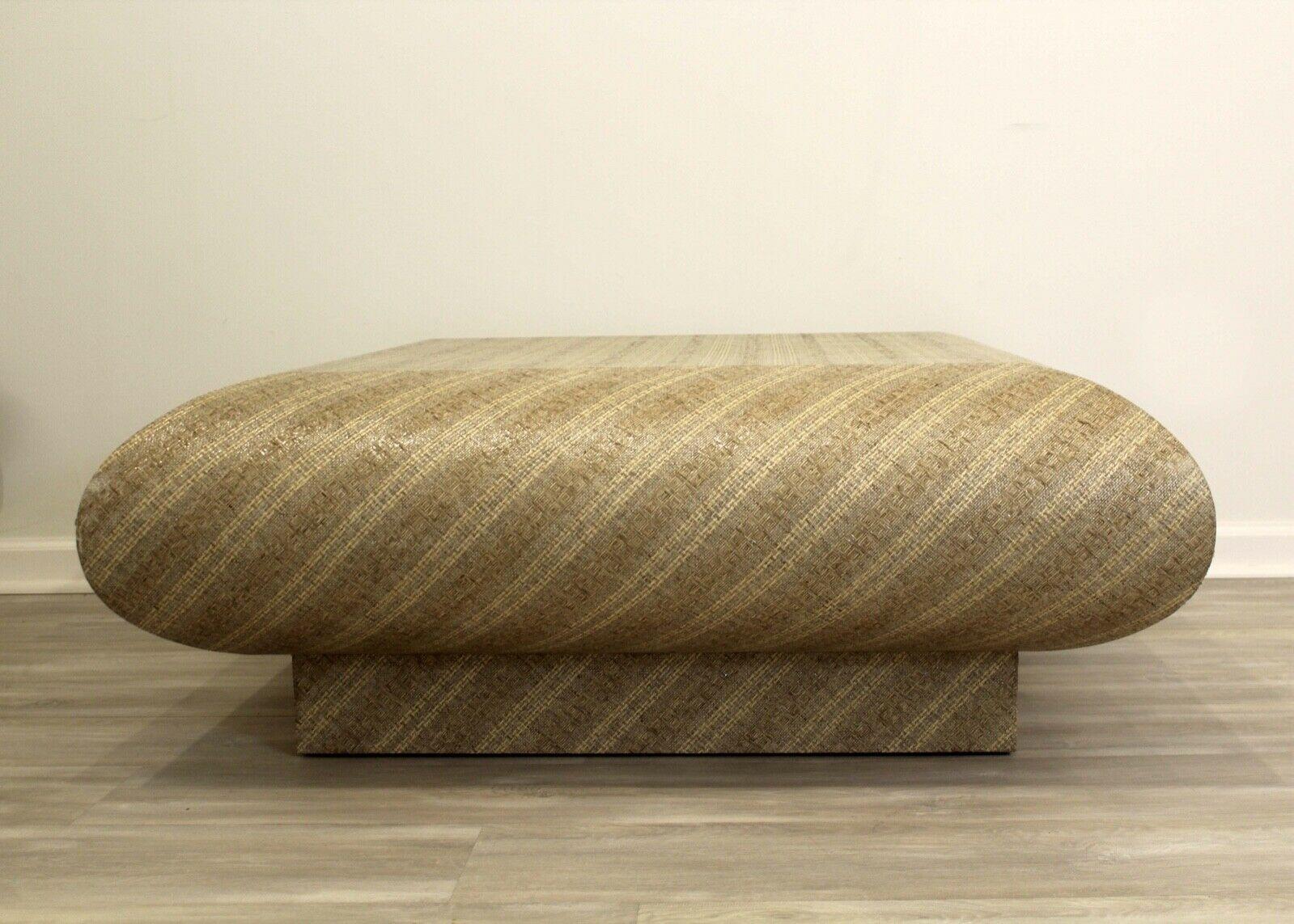 Postmodern Grasscloth Floating Coffee Table In Good Condition For Sale In Keego Harbor, MI