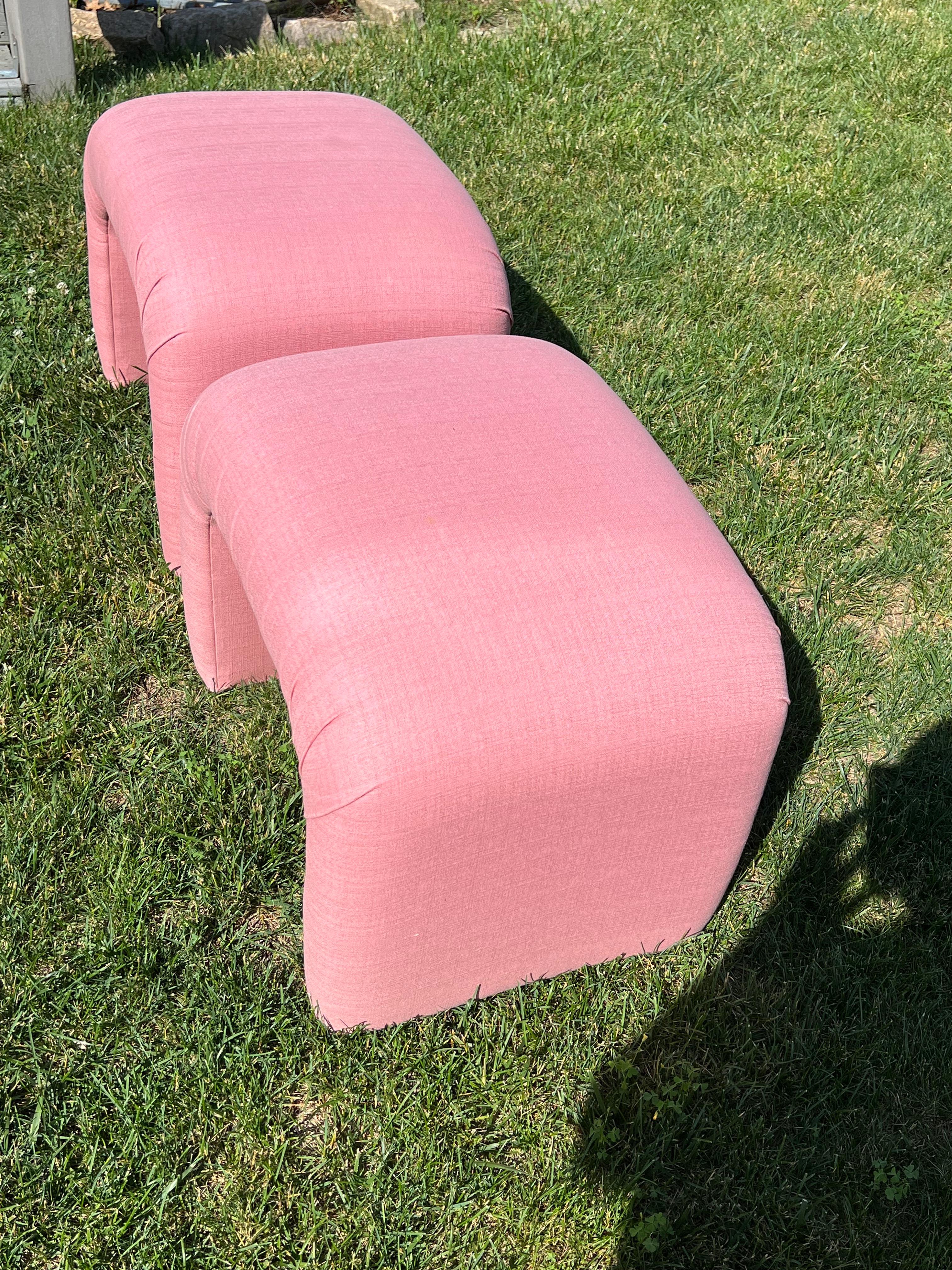 Post-Modern Postmodern Pink Waterfall Stools - a Pair For Sale