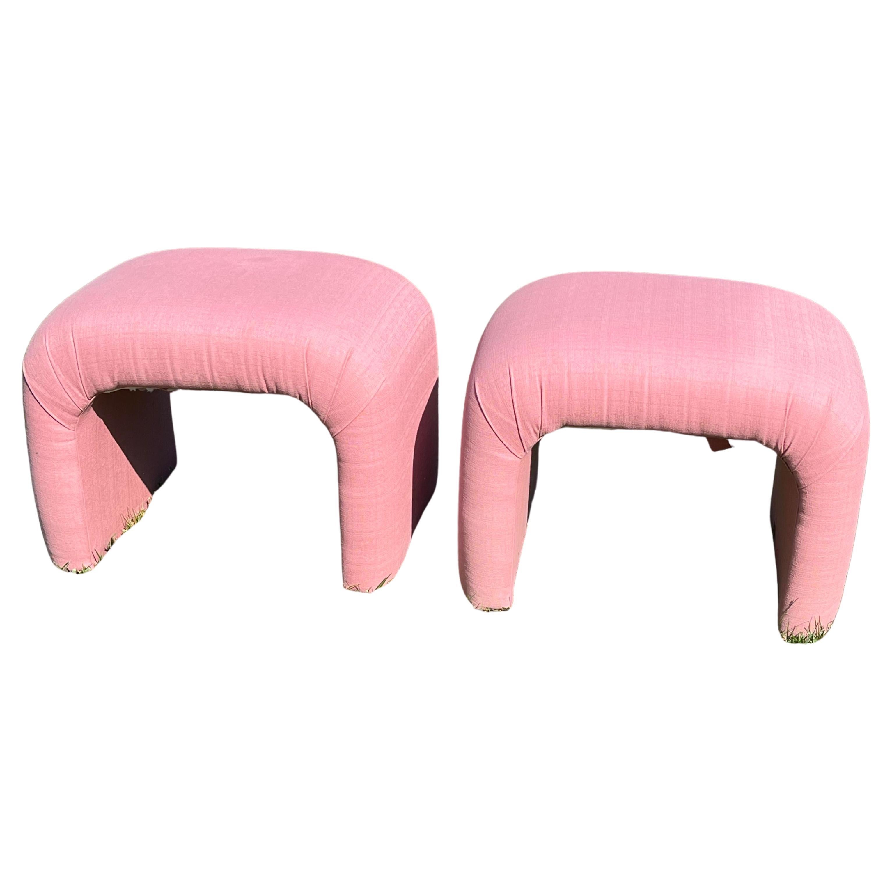 Postmodern Pink Waterfall Stools - a Pair For Sale