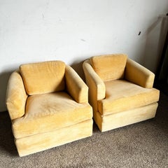 Postmodern Khaki Yellow Barrel Chairs by Lenoir for Jc Penny - a Pair