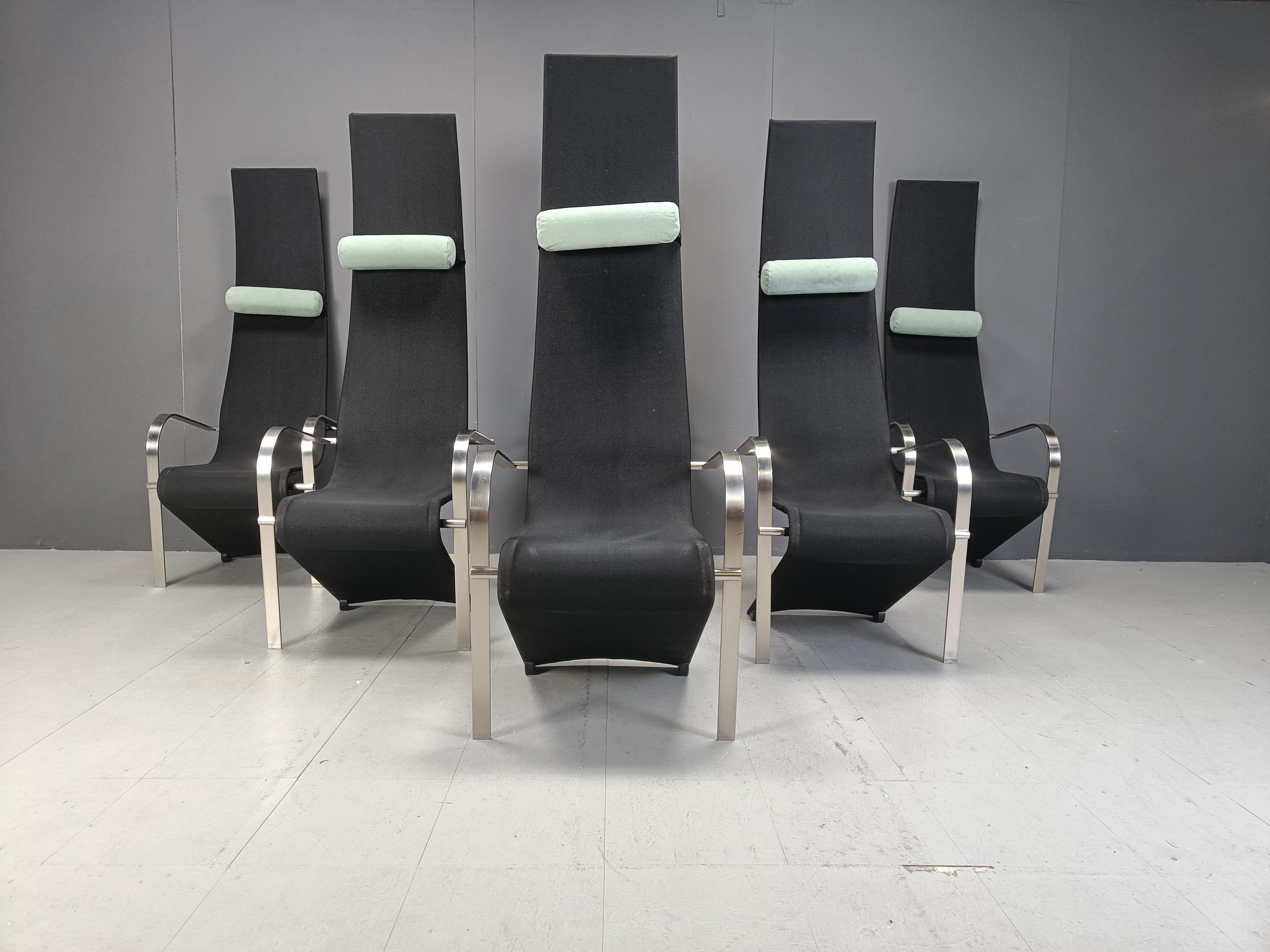 Postmoderne King-Esszimmerstühle von Belgochrom, 6er-Set im Zustand „Gut“ im Angebot in Leuven, Vlaams Gewest