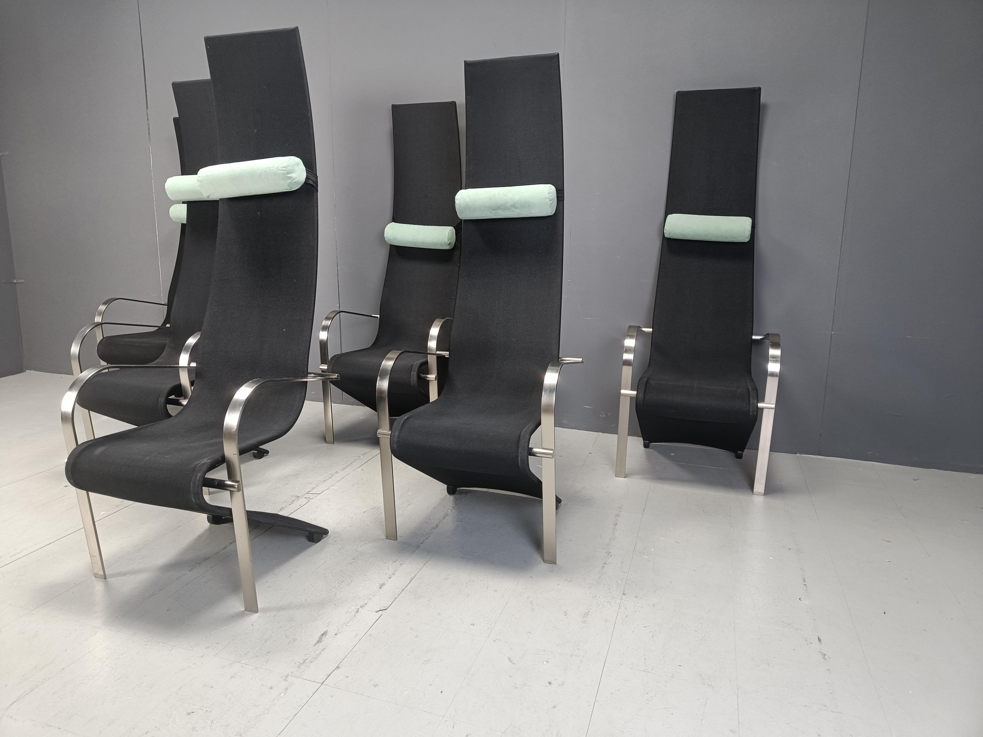 Postmoderne King-Esszimmerstühle von Belgochrom, 6er-Set (Ende des 20. Jahrhunderts) im Angebot