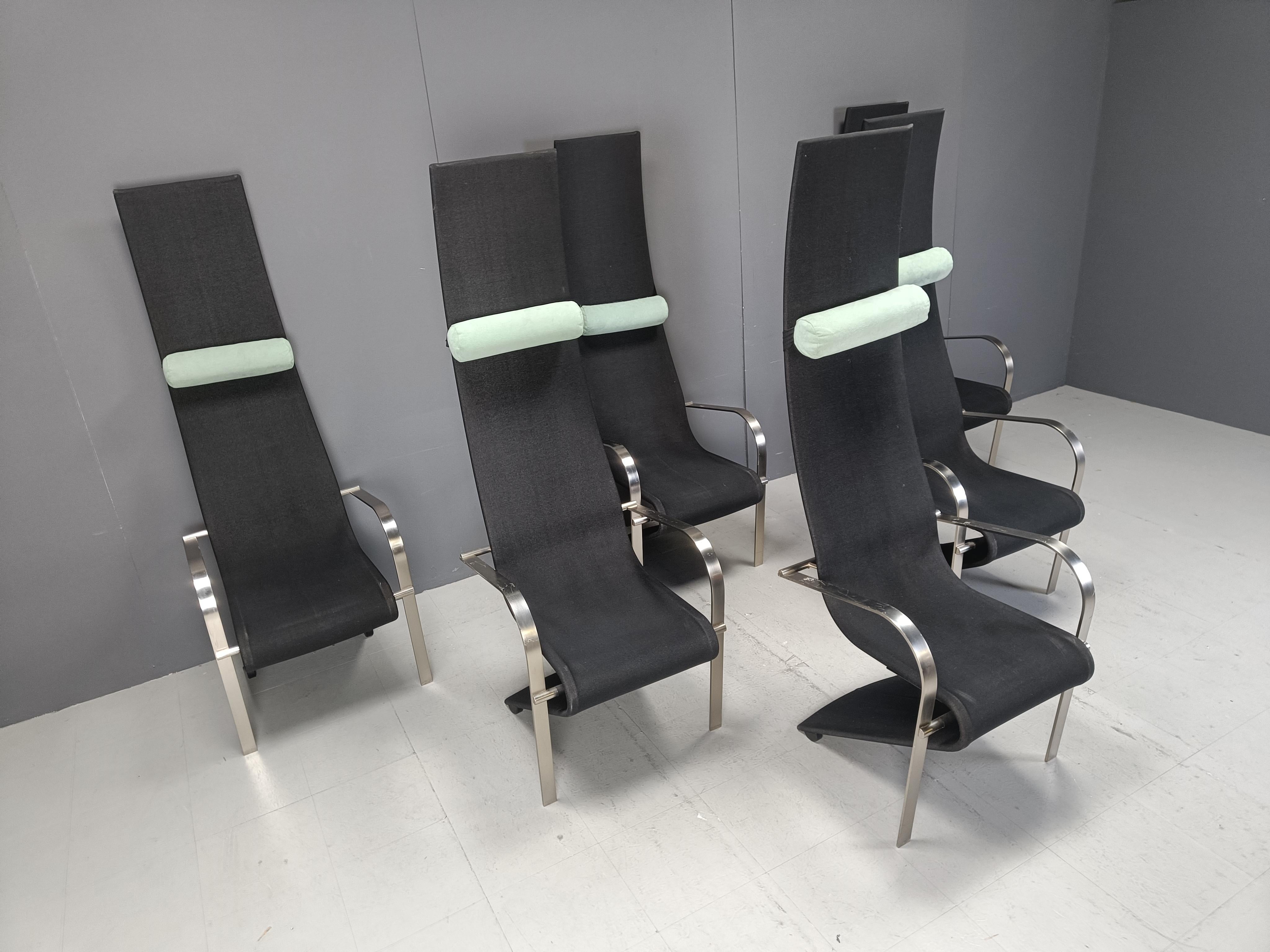 Postmoderne King-Esszimmerstühle von Belgochrom, 6er-Set (Metall) im Angebot