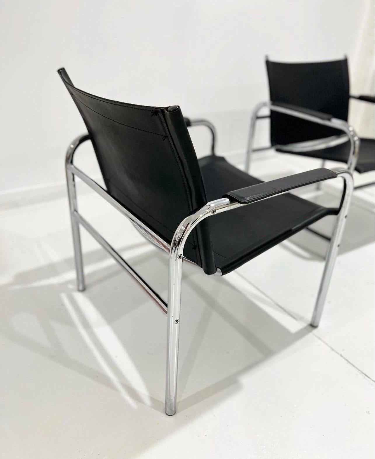 Postmodern Klinte Black Leather Lounge Chairs by Tord Bjorklund for Ikea, 1980s 1