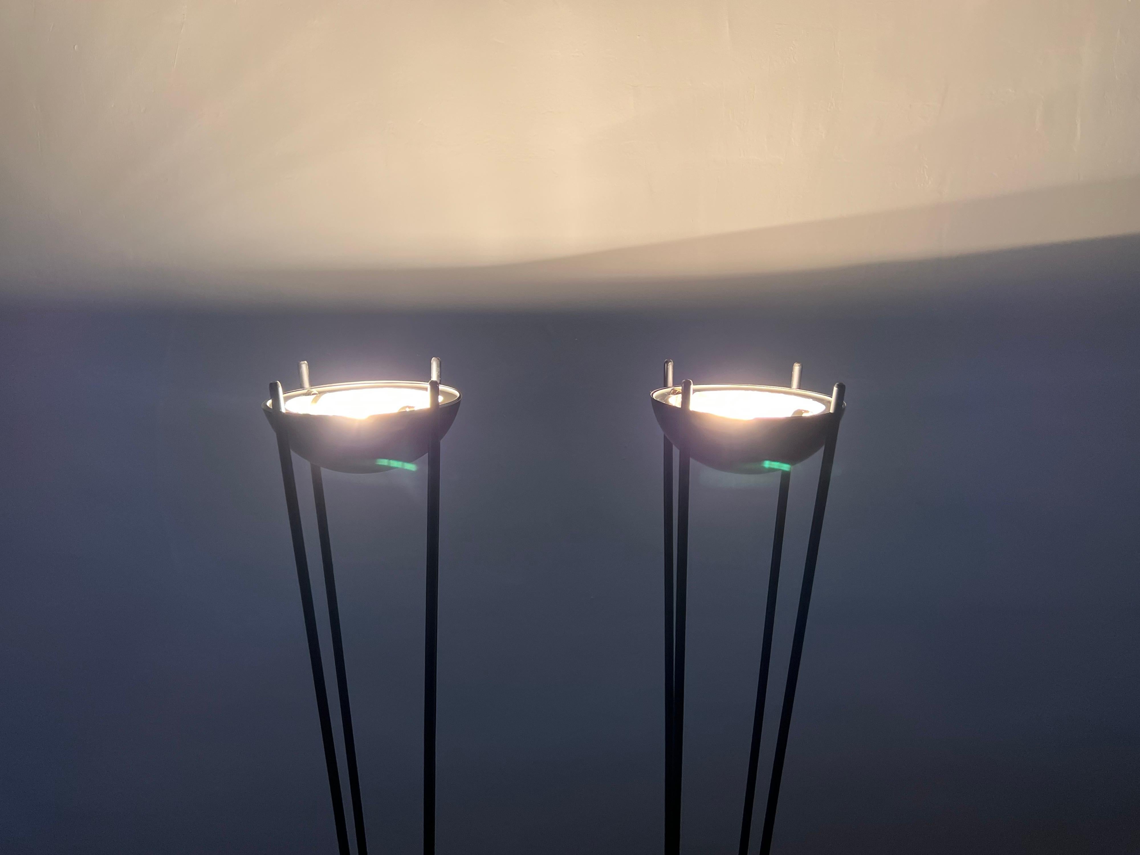 20th Century Postmodern Koch & Lowy Matte Black Torchiere Floor Lamps, 1980s, a Pair For Sale