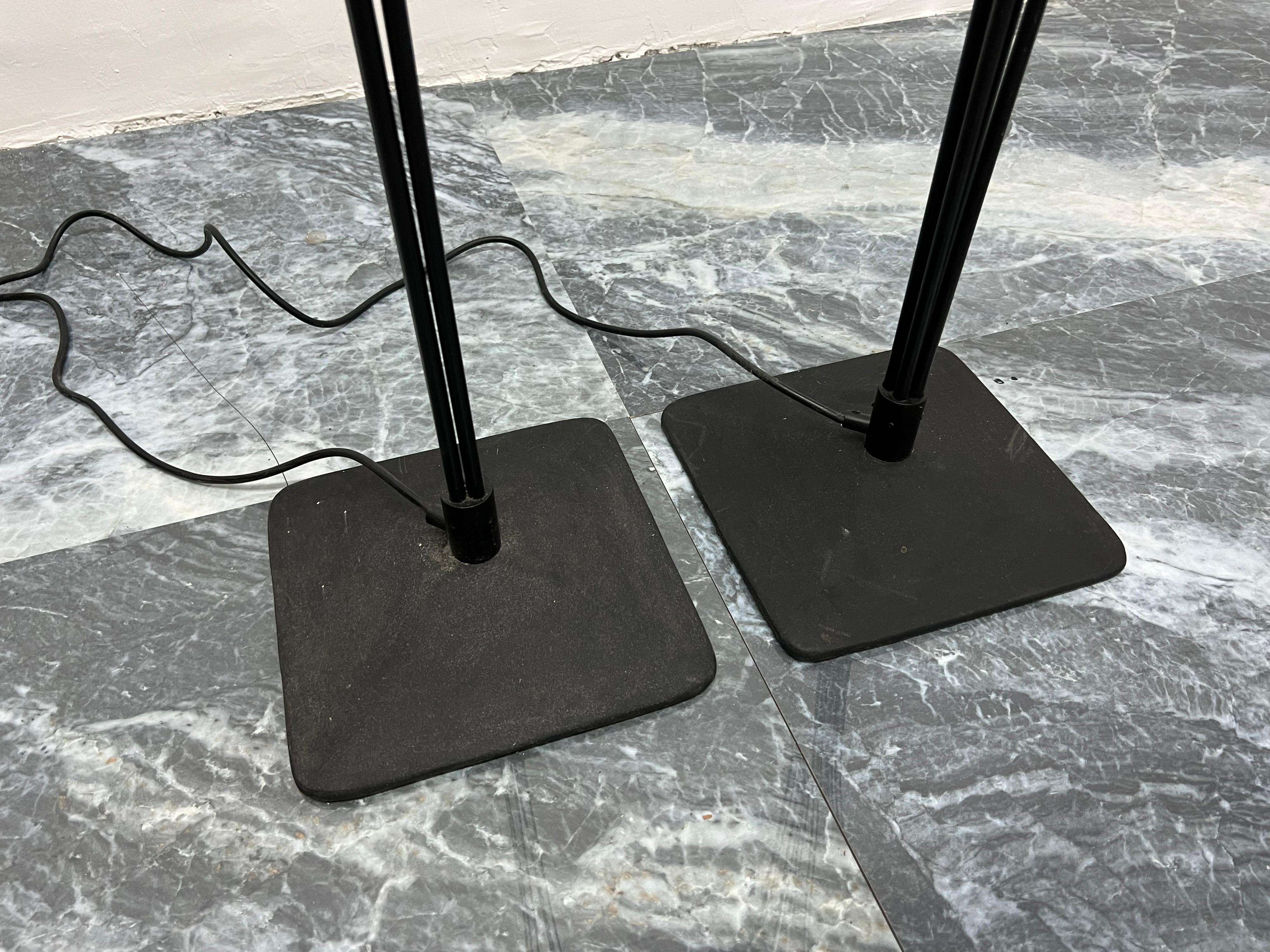 Postmodern Koch & Lowy Matte Black Torchiere Floor Lamps, 1980s, a Pair For Sale 2