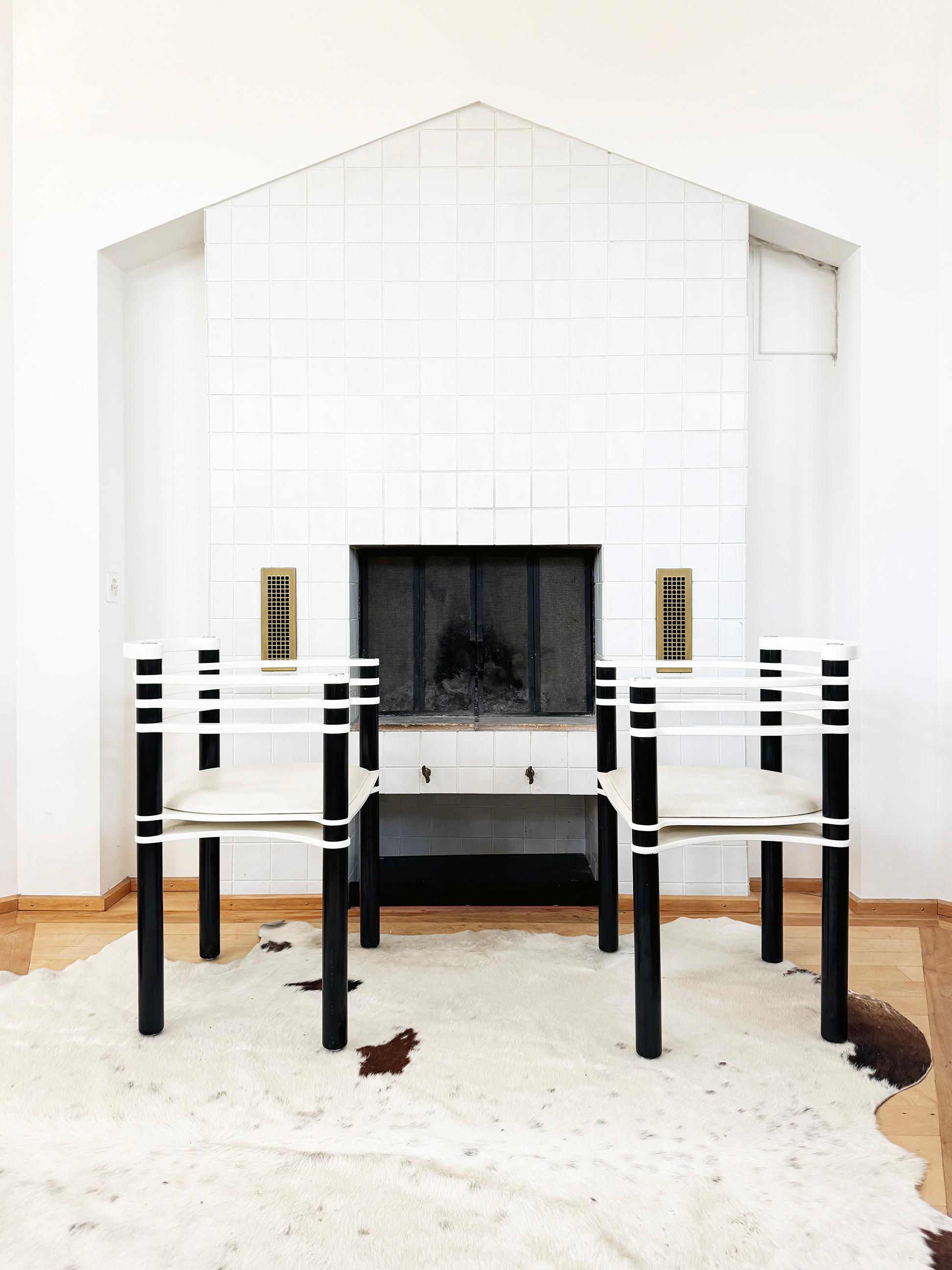 Postmodern Kurt Thut Dietiker White + Black Chair, 80s--1 Piece (5 avail) For Sale 3