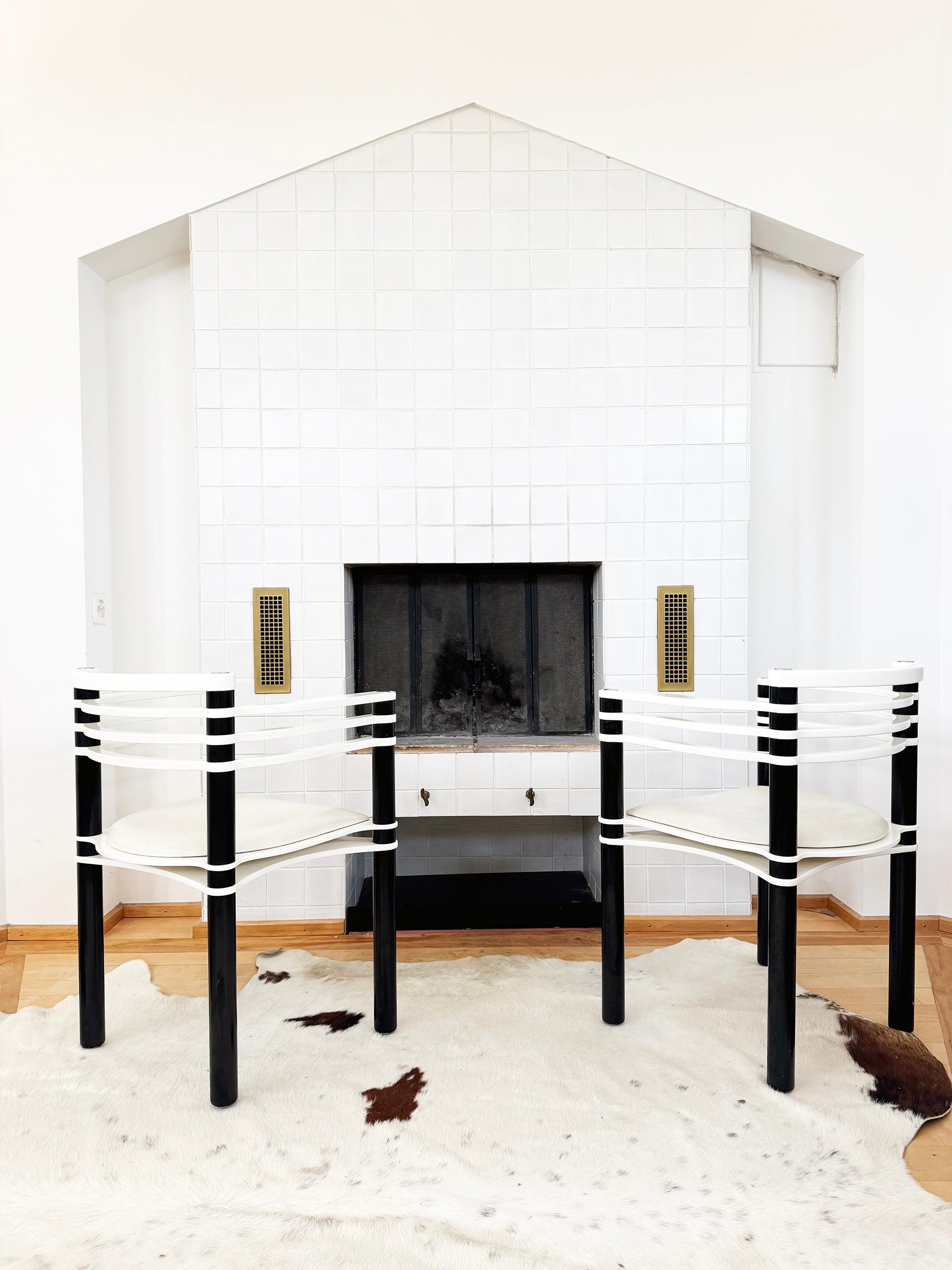 Postmodern Kurt Thut Dietiker White + Black Chair, 80s--1 Piece (5 avail) For Sale 4