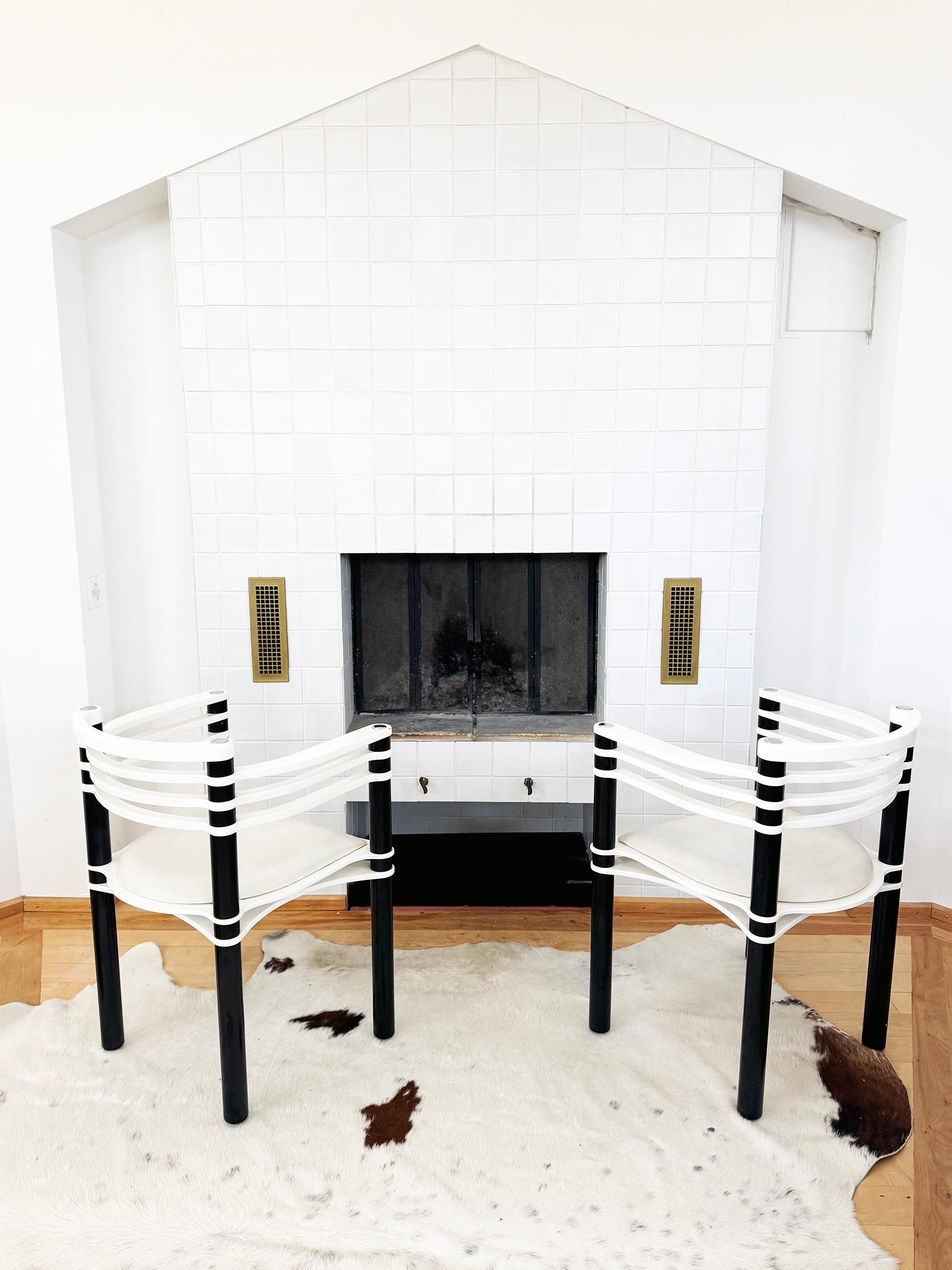 Postmodern Kurt Thut Dietiker White + Black Chair, 80s--1 Piece (5 avail) For Sale 5