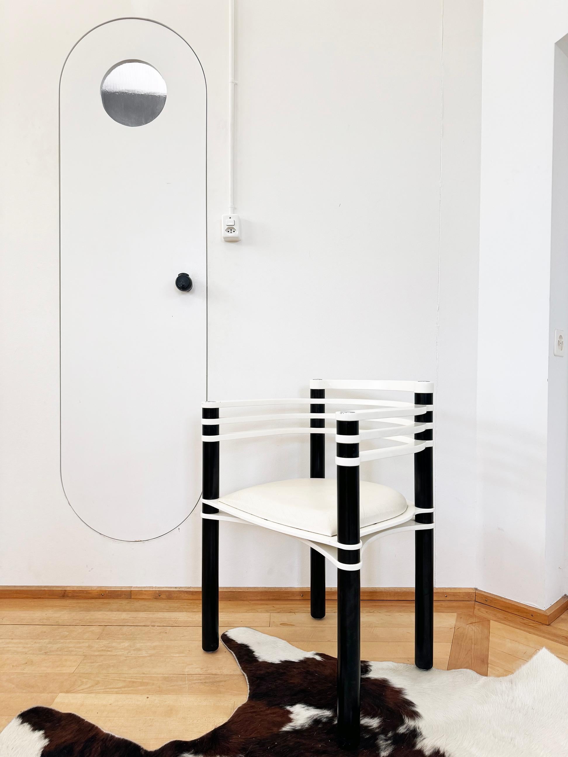 Swiss Postmodern Kurt Thut Dietiker White + Black Chair, 80s--1 Piece (5 avail) For Sale