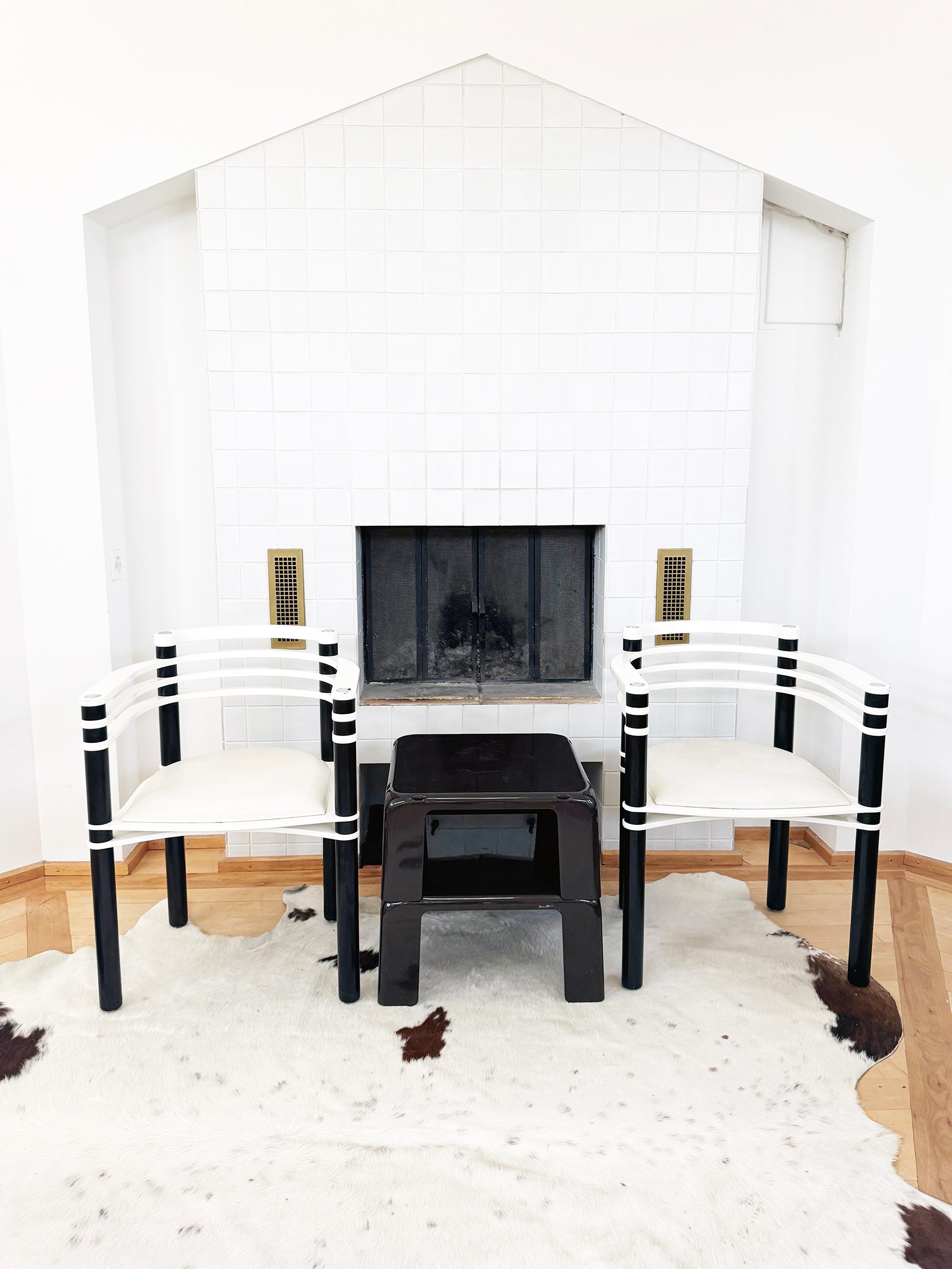 Metal Postmodern Kurt Thut Dietiker White + Black Chair, 80s--1 Piece (5 avail) For Sale